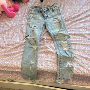 American Eagle Outfitters Light Blue Distressed Skinny Jeans